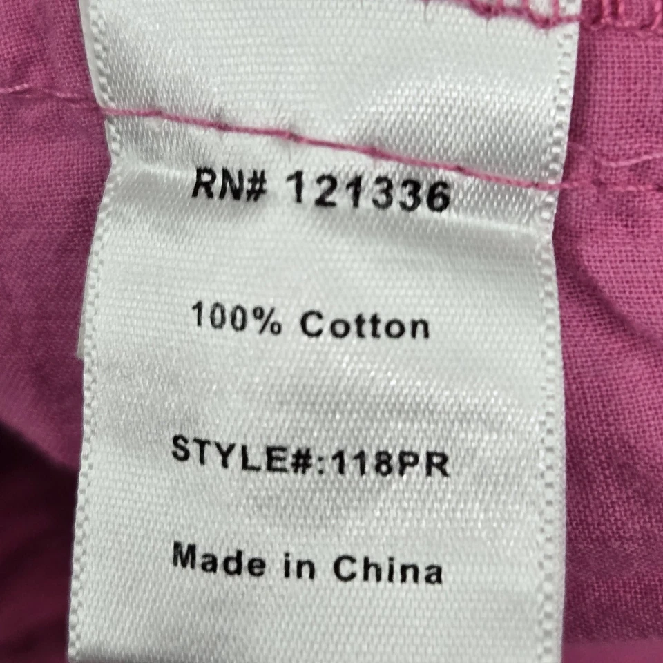 Koi By Kathy Peterson Women Scrub Top M Pink Floral Embroidery - Image 3 of 4