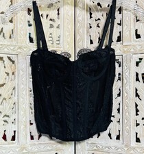 Black Lace Festival Whimsigoth Corset Top Underwire Mesh Bustier SZ XS