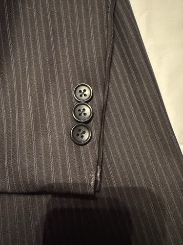 Casa Del Mar Herren schmaler 3-teiliger Anzug 44 S / 38 Taille schwarz mit Nadelstreifen - Bild 3 von 14