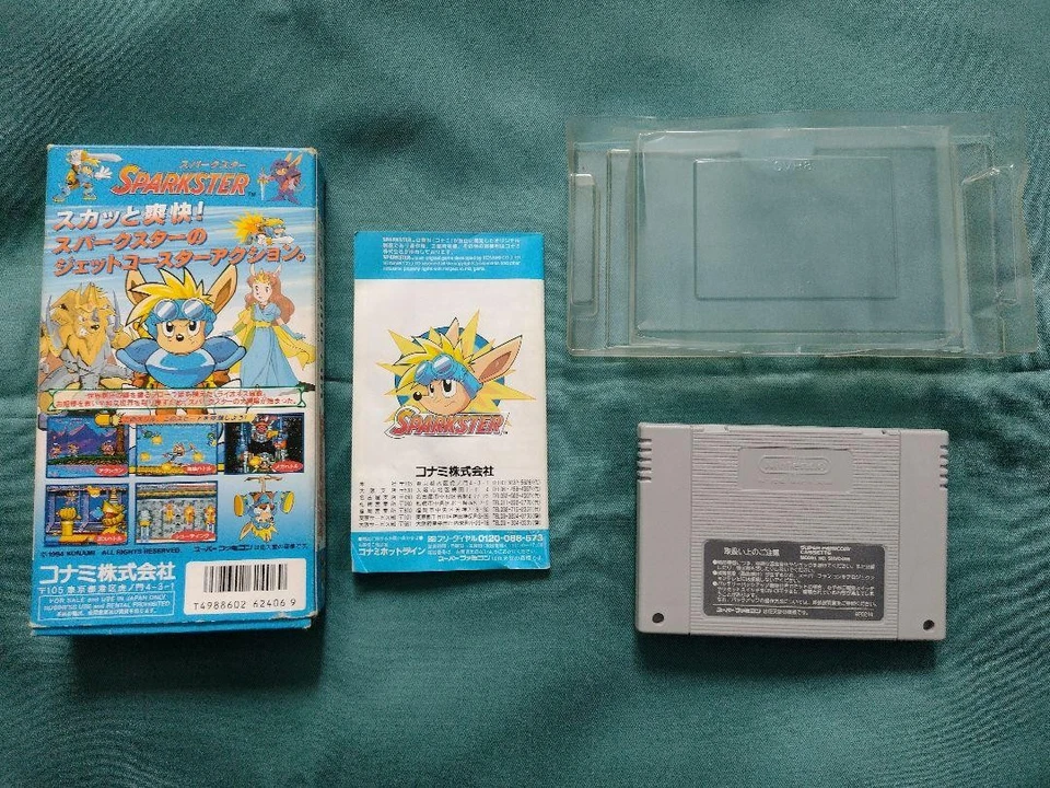 Sparkster Super Famicom SNES Japan Box Manual Included Konami Rare - Image 2 of 4