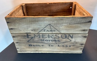EMERSON ELECTRIC FAN, MOTOR CO WOODEN CRATE BOX Antique