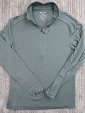 Nobull 1/4 Zip Pullover Mens Medium Merino Wool Blend Green Stretch Performance