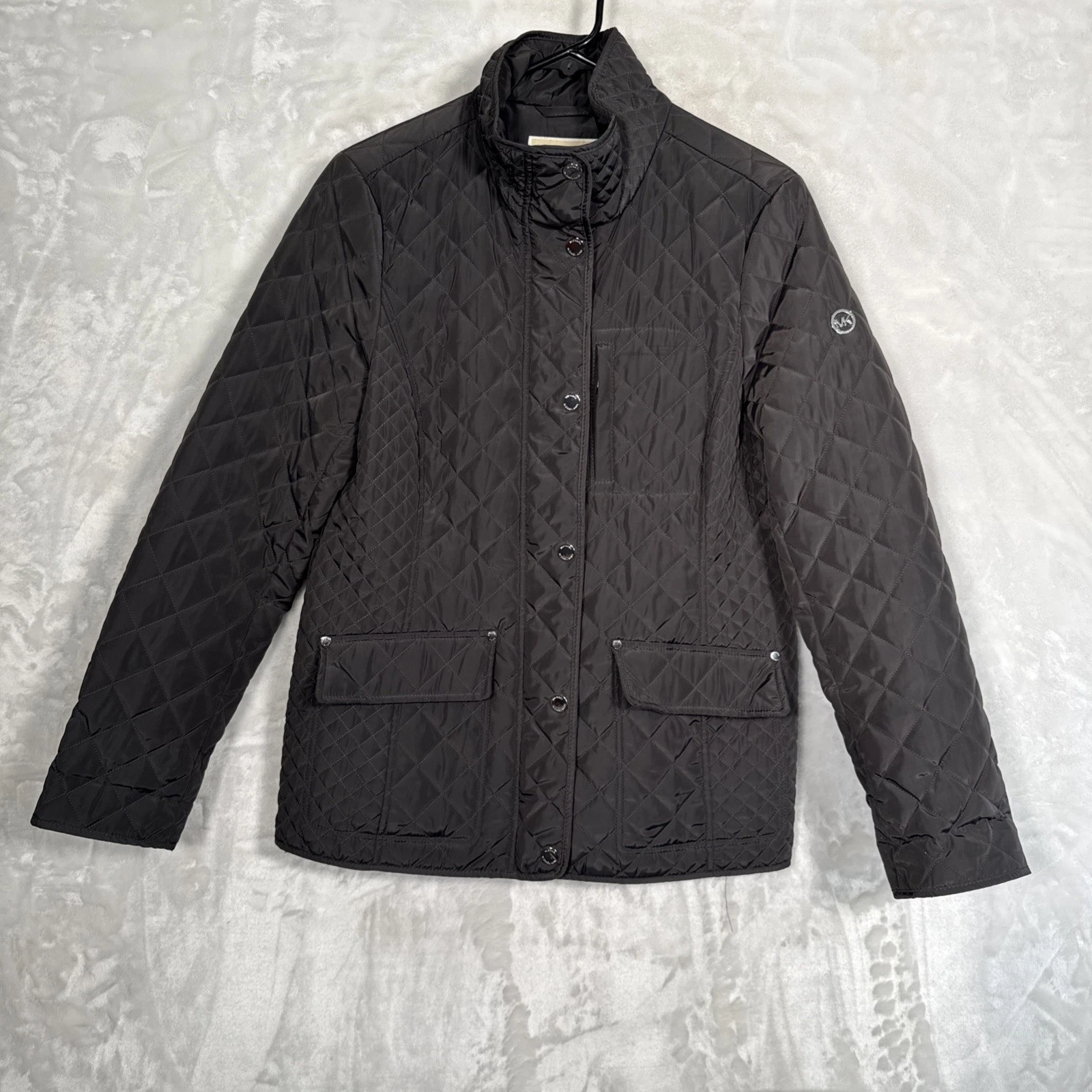 Giacca donna Michael Kors Puffer nera media fienile giacca stile fattoria