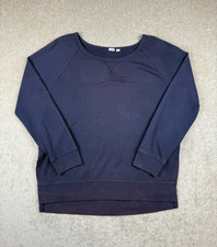 Gap Sweatshirt Women's M Navy Solid Fleece Long Sleeve Round Pullover Outdoor