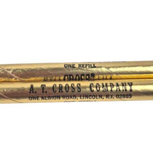 2 Cross Company Vintage Ball Pen Refills Fine Point Tip Black Ink Gold Tubes - Picture 3 of 10