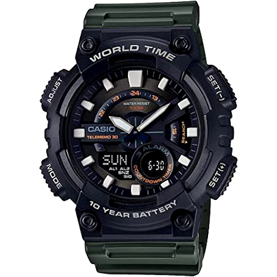 CASIO AEQ-110W-3AVDF OROLOGIO UOMO DIGITALE NERO VERDE 50mm SOTTOCOSTO