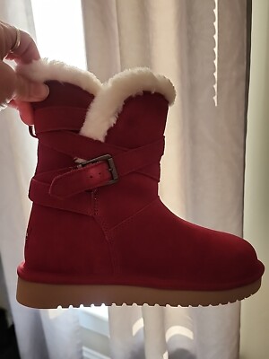 Koolaburra by Ugg Delene Red Suede Fur Boots Womens (Size 7)