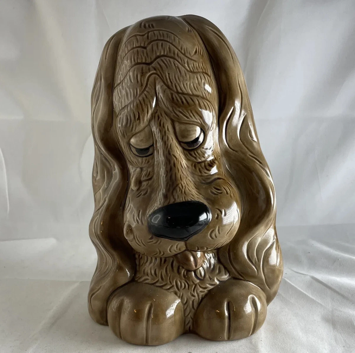 Ceramic Sad Basset Hound Dog Statue Figure 9.5