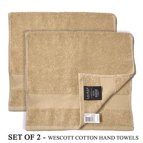 SET OF 2 New Ralph Lauren Wescott Cotton Hand Towels Blue, Brown OR Soft Ochre - Picture 11 of 14