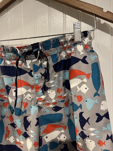 Boys Swimsuit Trunks LL BEAN size 14 Grey Fish Print - Picture 3 of 7