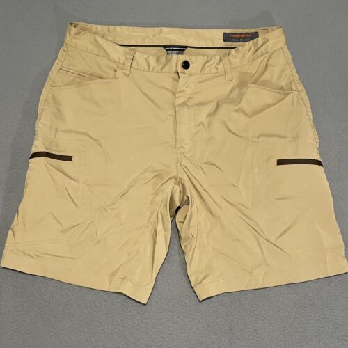 Pantalones Cortos Hawk & Co Para Hombre 36 Caqui Rendimiento Flex Frente Plano Cremallera Exterior