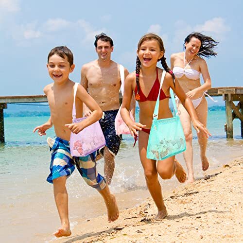 Beach Toy Large Mesh Beach Bag with Zipper Sand Toy Seashell Bag for Holding ... - Picture 7 of 7