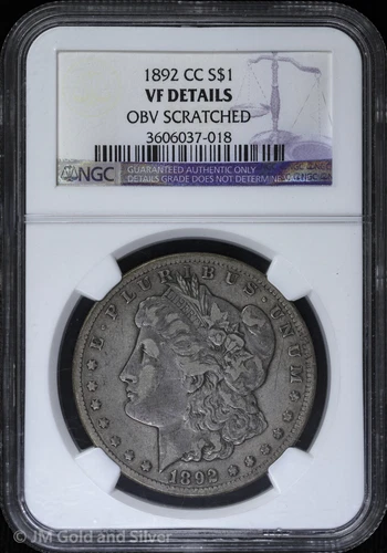 1892-CC $1 Morgan Silver Dollar NGC VF Details