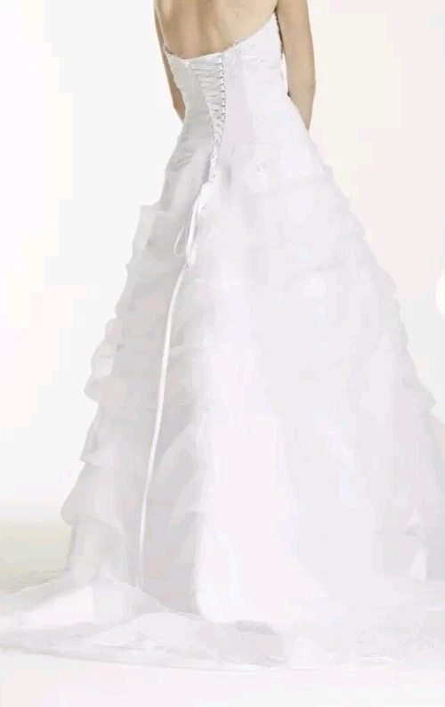 Davids Bridal Wedding Dress Sz 12 Chiffon Corset Back Ball Gown A-line - Image 3 of 4