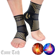 Copper Ankle Support Brace Compression Sleeve Socks Elastic Foot Pain Relief