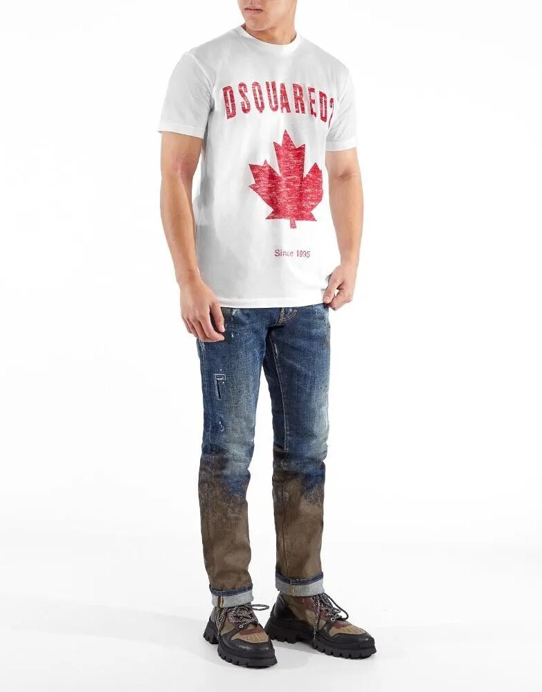 白　XL DSQUARED2 メープル　カナダリーフ　ロゴ　Tシャツ 白 XL DSQUARED2 メープル カナダリーフ ロゴ Tシャツ