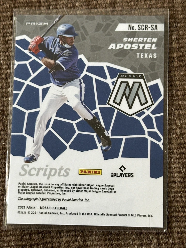 Sherten Apostel 2021 Panini Mosaic Scripts Auto B #SCR-SA Texas Rangers - Image 4 of 4