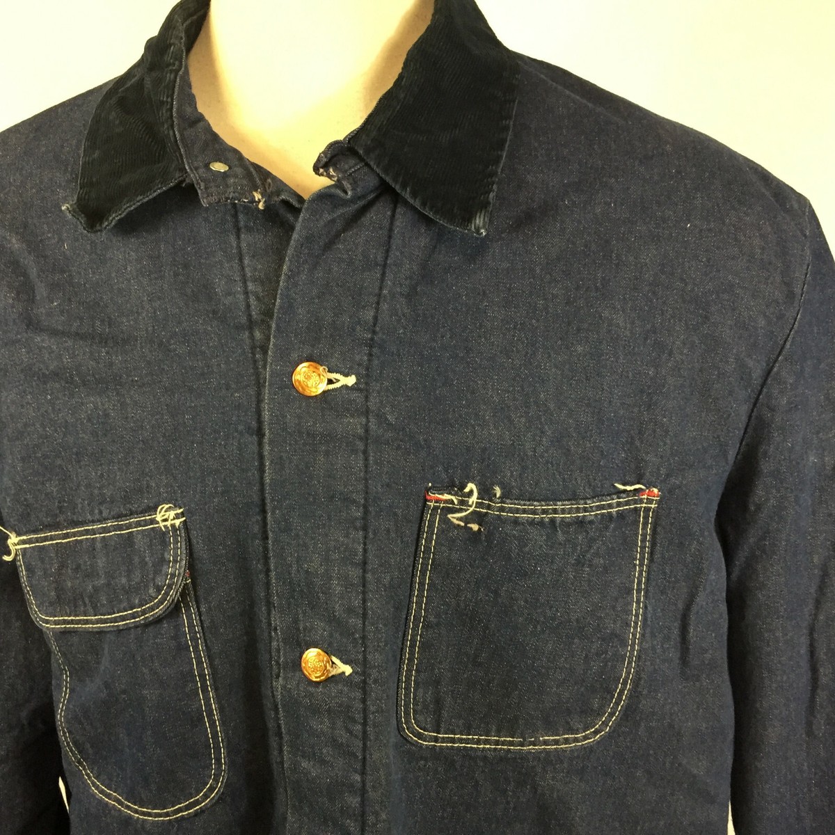 Vintage Sanforized Wrangler Denim Jean Chore Work Coat Jacket 52