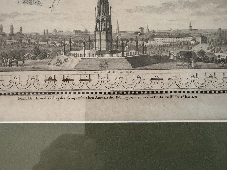 1846 Berlin Plan – Bibliographical Inst. Hildburghausen Steel Engraving Framed - Image 2 of 4