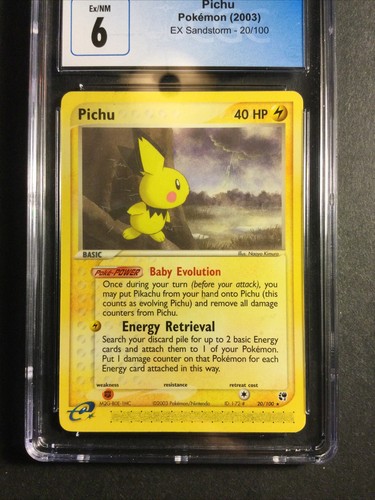 2003 Pokémon EX Sandstorm Set Pichu 20 /100 CGC 6 EX/NM - Picture 2 of 6