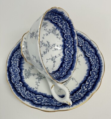 Vintage Coalport Dalmore England Blue & White Chintz Floral Teacup