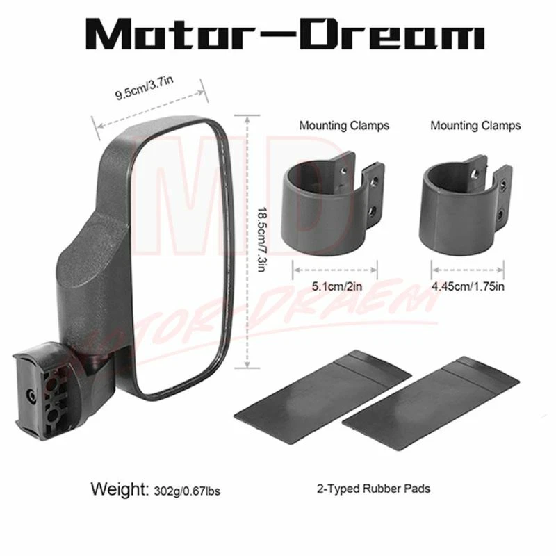 Espejos retrovisores laterales 1,75" + espejo retrovisor ancho UTV para Polaris RZR S 800 900 XP1000 Foto 3 de 4