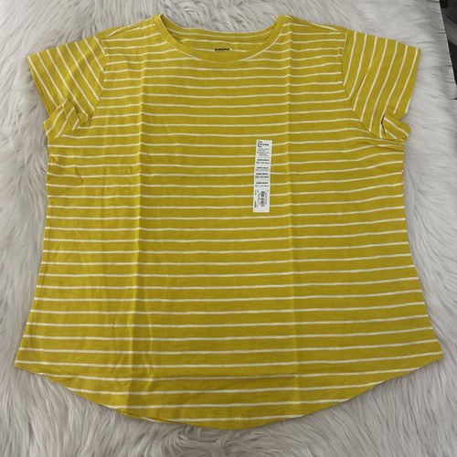 T-shirt Sonoma donna The Everyday XXL girocollo righe gialle nuova con etichetta manica corta - Foto 1 di 12