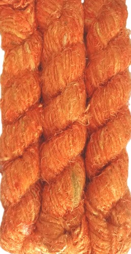 1 hochwertiger orange recycelter weicher Seidensari Stricken Webgarn 100 Gramm - Bild 1 von 2