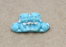 Vintage Blue Puppies Hard Plastic/Celluloid Small Hair Clip Barrette