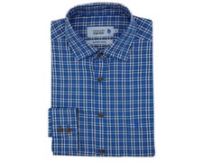 Camicia A Quadri In Twill Di Cotone Puro Double Two Per Uomo Blu Reale 2XL A 5XL