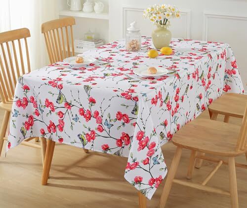 Spring Summer Tablecloth 52 x Rectangle, 52" x 70" (4-6 Seats) Cherry Blossom - Picture 4 of 7