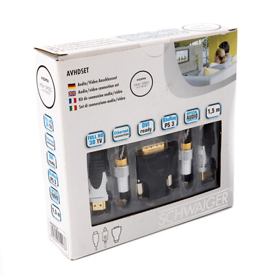 Schwaiger AVHD Set DVI Adapter Ethernet HDMI Toslink Kabel 1,5m Full HD 3D 179