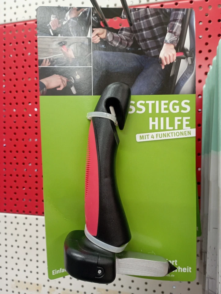 HSI Ausstiegshilfe Auto Senioren + Gurttrenner, Leuchte, Scheibenhammer