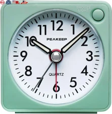 Peakeep Ultra Small, Battery Travel Alarm Clock with Snooze and Light, Silent