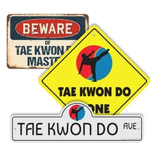 Tae Kwon Do (3 Pack) Plastic Street Sign Crossing Warning Vintage Rustic Beware