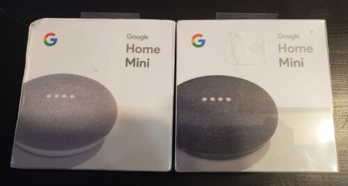 Google Home Mini Smart Assistant, Two Pack – Chalk/Charcoal
