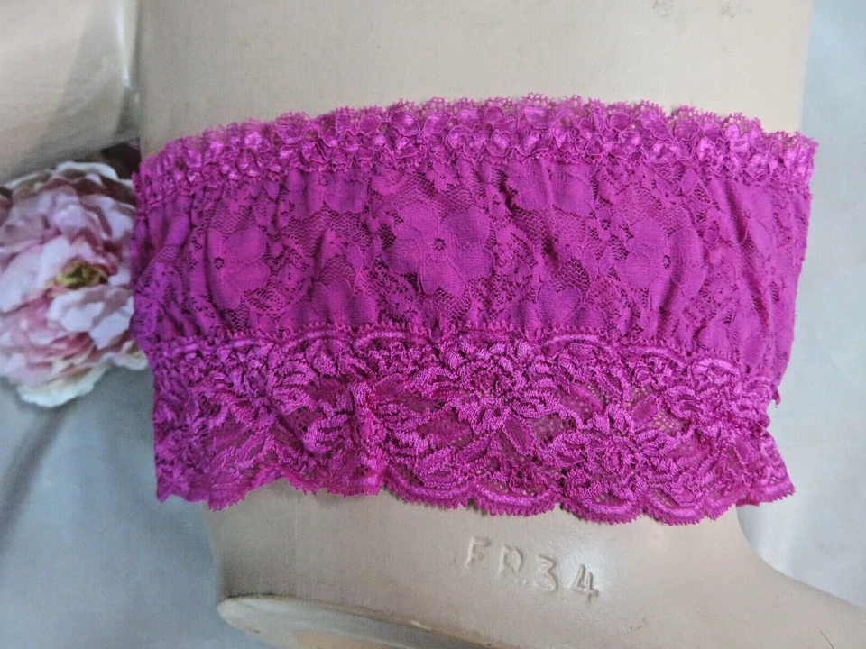 Fashion Forms Bandeau Lace Bra Stretch Fuchsia Strapless Camisole Bralette M - Image 3 of 4