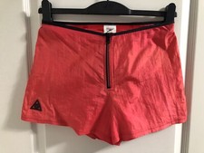 vintage speedo neon red nylon high waist zipper shorts womens small 90s Workout