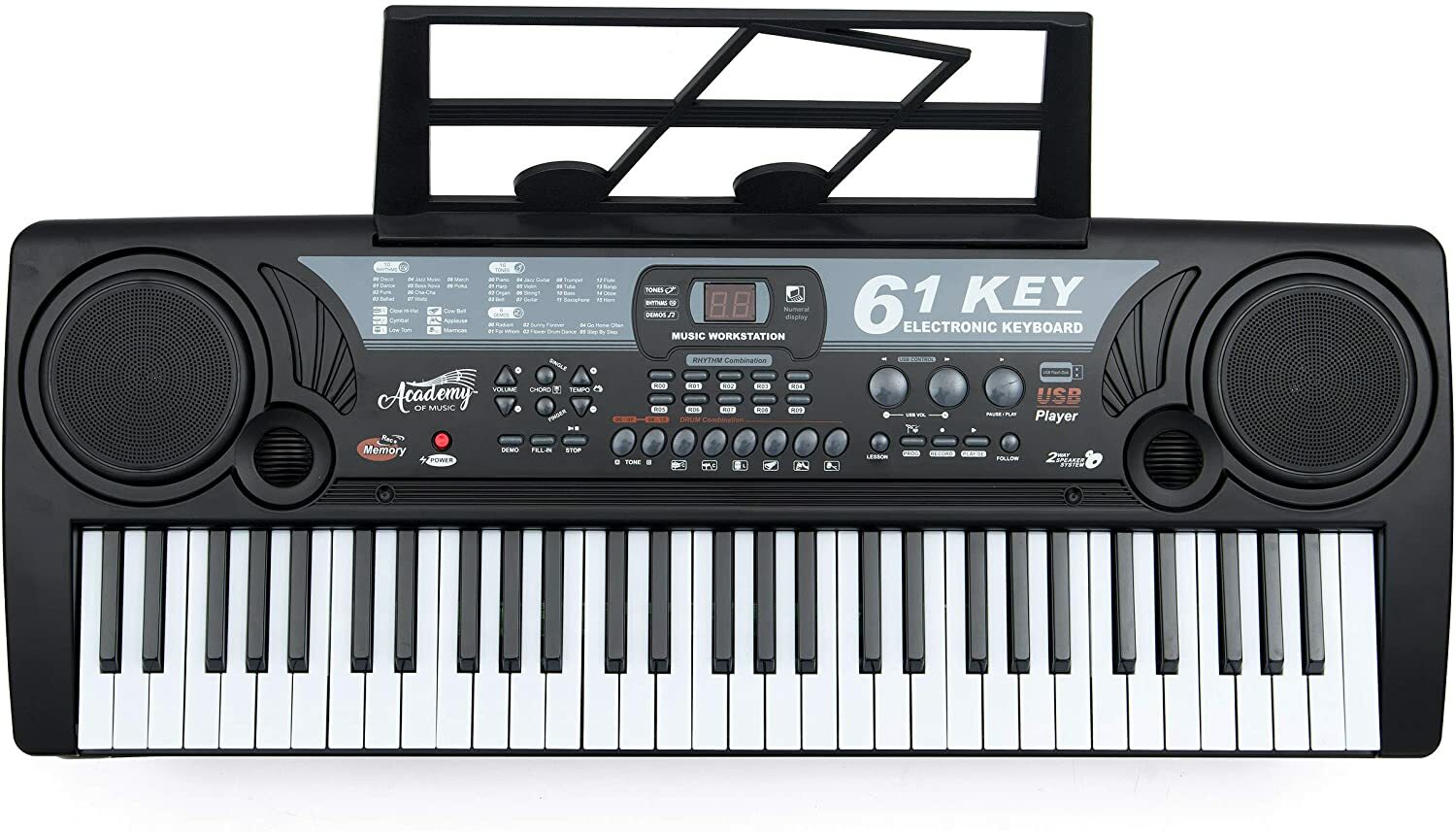 Academy of Music 37-Key Electric Keyboard by Toyrific with Microphone 16 Tones