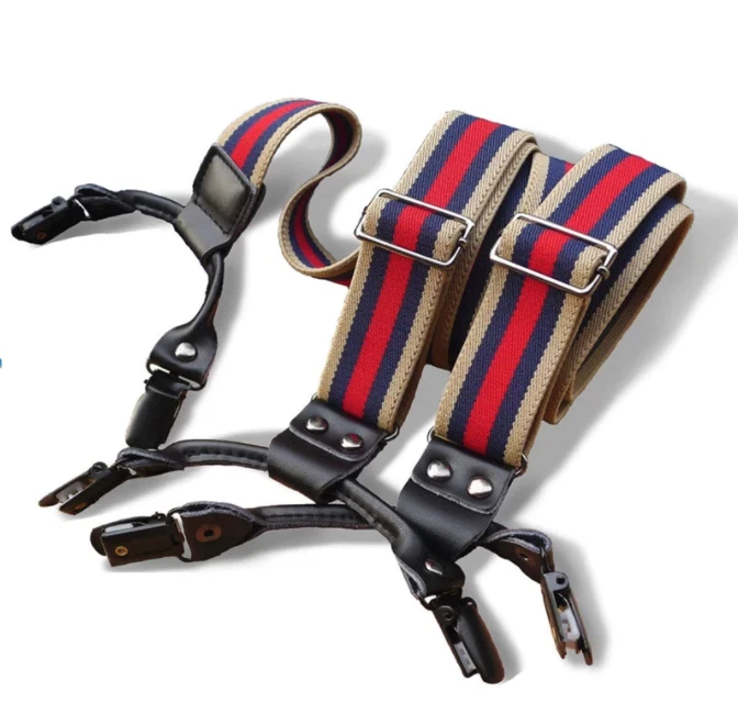 Bretelle Uomo A Y In Poliestere Elastico, Con Clip Metalliche, Regolabili, Taglia Unica - 4