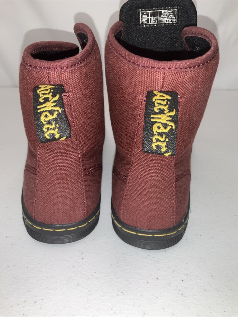 Dr Martens Boots Shoreditch Canvas Air Wair Red Maroon JY004