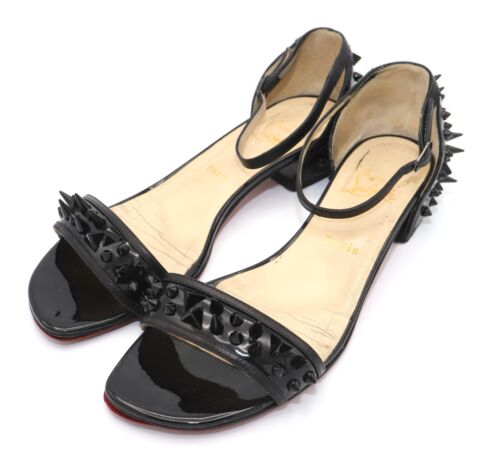 Christian Louboutin Spike Studded Strap Pumps Women's Size 39 US 9 Black As is