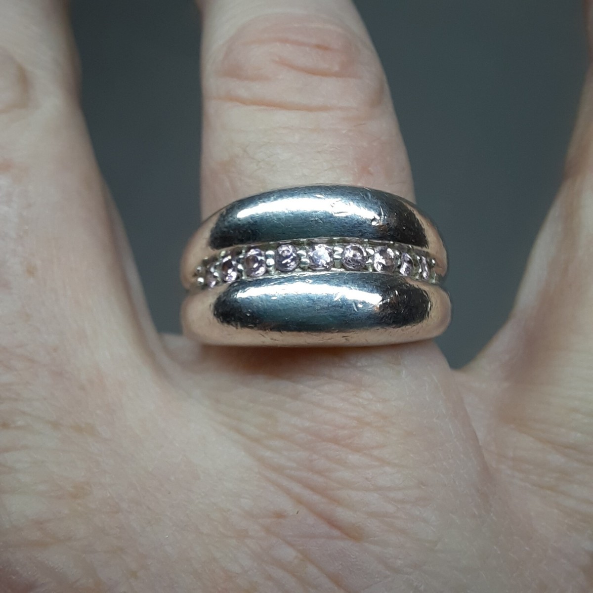 Bague En Argent Massif 925 Taille 57 Avec Zirconiums - Occasion Bon état