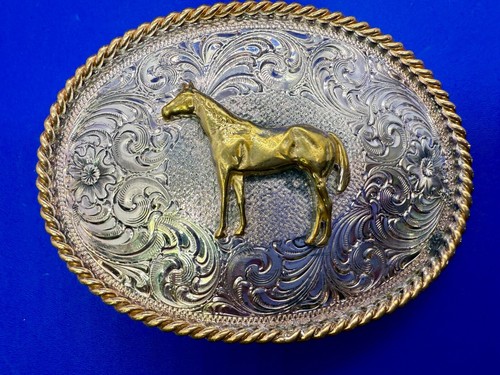 Hebilla de cinturón de plateros del oeste de Montana placa de plata esterlina caballo de pie - Imagen 3 de 17