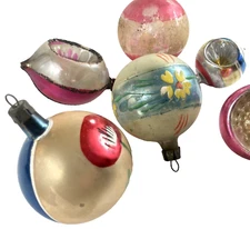 Lot of 6 Vintage Christmas Ornaments Glass Poland Fantasia & More