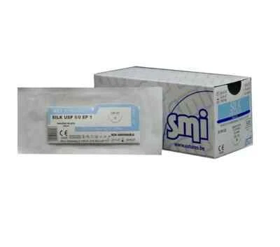 SMI Suture Seta Black 75 CM EP 3 USP 2/0 Ago 3/8 Dorso Tagliente 30 MM 12 Fili