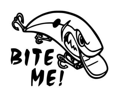 Bite Me Lure Decal #1 3.5''x4.5'' Choose Color