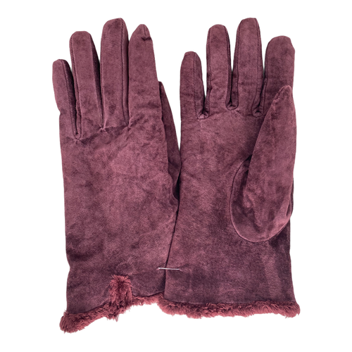 Guantes Mujer Talla S Púrpura Oscuro Cuero Genuino Forrados Gamuza  - Imagen 1 de 10