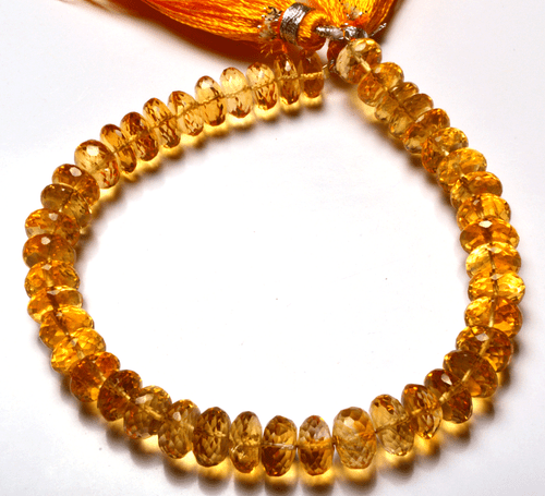 105 CT 8" Natural GOLDEN DARK Citrine FACETED Rondelle Briolettes Beads 7 - 8 MM - Picture 4 of 4