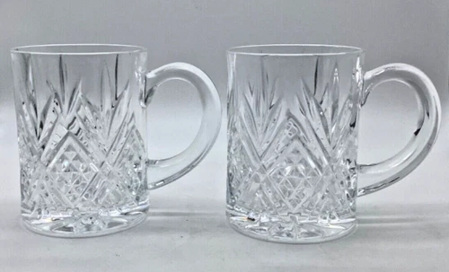 CRISTAL D'ARQUES DURAND MASQUERADE  Clear Glass Coffee Mugs Set Of 2,  4”